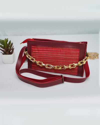 Maroon Rainbow Row Handbag