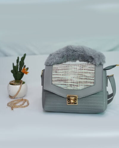 Gray White Handbag